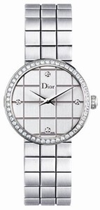Christian Dior La D De Dior Quartz Silver Diamond Dial Diamond Bezel Stainless Steel Watch# CD047110M001 (Women Watch)