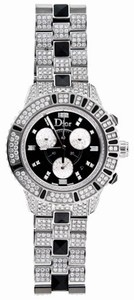 Christian Dior Quartz Stainless Steel - Polished Black Diamond Dial Polished Steel Case And With Black Sapphire Crystals Band Watch #CD11431HM001 (Women Watch)
