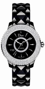 Christian Dior VIII Automatic Black Dial Diamond Bezel Black Ceramic Watch# CD1235E1C001 (Women Watch)