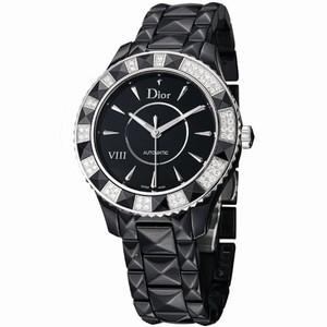 Christian Dior Vll Automatic Black Dial Diamond Bezel Ceramic 38mm Watch# CD1245E1C001 (Women Watch)