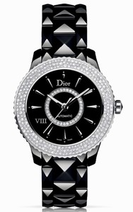Christian Dior VIII Automatic Black Dial Diamond Bezel Black Ceramic Watch# CD1245E2C001 (Women Watch)