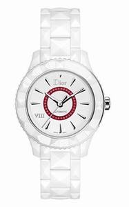 Christian Dior VIII Automatic White With Red Rubies Dial White Ceramic Watch #CD1245E8C001 (Women Watch)