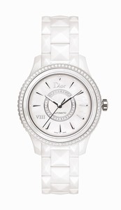 Christian Dior VIII Automatic White Mother of Pearl Diamond Dial White Ceramic Watch# CD1245E9C001 (Women Watch)