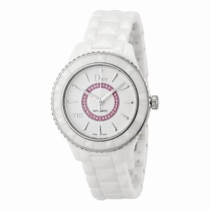 Christian Dior Automatic White With Pink Sapphires Dial White Ceramic Watch #CD1245EFC001 (Women Watch)