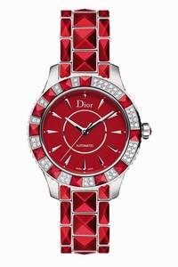 Christian Dior Christal Automatic Red Dial Stainless Steel with Sapphire Inserts Watch# CD144514M001 (Women Watch)