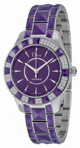 Christian Dior Purple Dial Uni-directional Rotating Bezel Set With Diamonds A Band Watch #CD144515M001 (Men Watch)