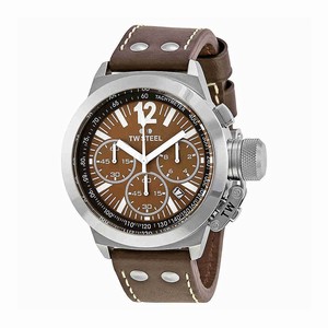 TW Steel Canteen Brown Dial Chronograph Date Brown Leather Watch # CE1011R (Men Watch)