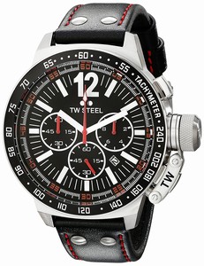 TW Steel CEO Canteen Quartz Chronograph Date Black Leather Watch #CE1016 (Men Watch)