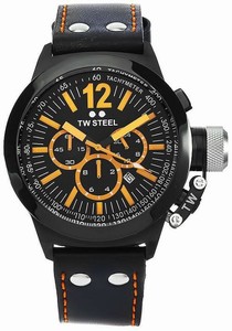 TW Steel Quartz Chronograph Black Dial Date Black Leather Watch # CE1029R (Men Watch)