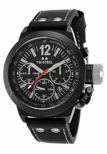 TW Steel Quartz Chronograph Black Dial Date Black Leather Watch #CE1033R (Men Watch)