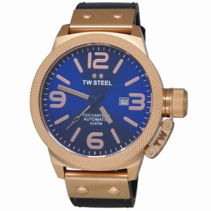 TW Steel Ceo Canteen Automatic Analog Date PVD Rose Gold Plated Case Blue Leather Watch# CE1202 (Men Watch)