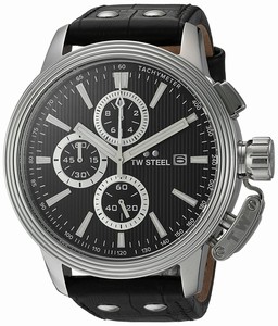 TW Steel Ceo Adesso Black Dial Chronograph Date Black Leather Watch # CE7001 (Men Watch)