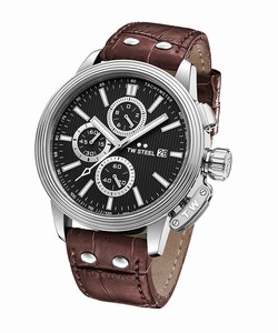 TW Steel Black Dial Chronograph Date Brown Leather Watch # CE7006 (Women Watch)