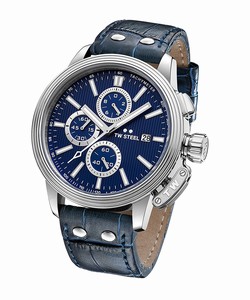 TW Steel Ceo Adesso Blue Dial Chronograph Date Blue Leather Watch # CE7007 (Men Watch)