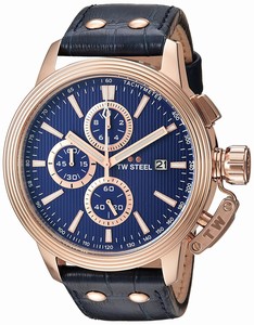 TW Steel Ceo Adesso Quartz Chronograph Date Blue Leather Watch # CE7015 (Men Watch)