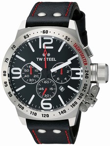 TW Steel Quartz Chronograph Date Black Leather Watch # CS10 (Men Watch)