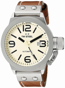 TW Steel Canteen Automatic Date Brown Leather Watch # CS15 (Men Watch)