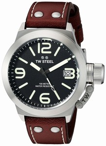 TW Steel Black Dial Date Brown Leather Watch # CS21 (Men Watch)