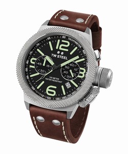 TW Steel Canteen Quartz Chronograph Date Brown Leather Watch # CS23 (Men Watch)