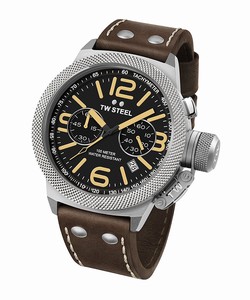 TW Steel Canteen Quartz Chronograph Date Brown Leather Watch # CS34 (Men Watch)