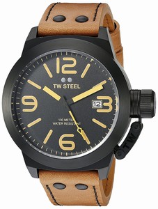 TW Steel Black Dial Leather Watch #CS41 (Women Watch)