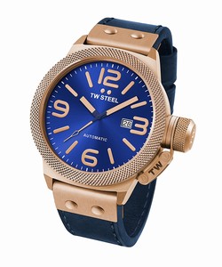 TW Steel Canteen Automatic Blue Dial Date Blue Leather Watch # CS66 (Men Watch)