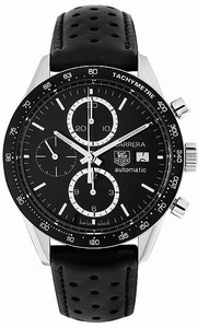 TAG Heuer Carrera Automatic Chronograph Date Black Leather Watch #CV2010.FC6233 (Men Watch)