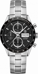 TAG Heuer Carrera Automatic Chronograph Black Dial Day Date Stainless Steel Watch #CV201AG.BA0725 (Men Watch)