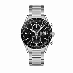 TAG Heuer Black Dial Fixed Stainless Steel with a Black Top Ring showin Band Watch # CV201AL.BA0723 (Men Watch)