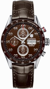 TAG Heuer Carrera Automatic Calibre 16 Chronograph Day Date Brown Leather Watch # CV2A12.FC6236 (Men Watch)