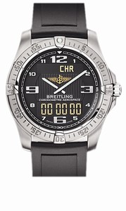 Breitling Quartz Volcano Black Digital/analog With Arabic Hour Markers, Alarm, Gmt Second Time-zone, Chronograph, Backlight, Countdown Timer Features. Dial Black Diver Pro Ii Rubber Band Watch #E7936210/B962-RS (Men Watch)
