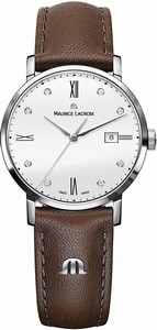Maurice Lacroix Men's Dial Display Type : Analogue Water-restistant (bar) : 5 Diameter (without crown) in mm/inches : 38 / 15 Weight in g/ounces : 46 / 162 Watch # EL1084-SS001-150-2 (Men Watch)