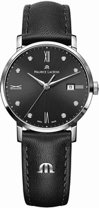 Maurice Lacroix Automatic Black Dial Date Black Leather Watch # El1084-SS001-350-1 (Women Watch)