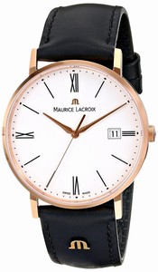 Maurice Lacroix Quartz Analog Date Black Leather Watch # EL1087-PVP01-110 (Men Watch)