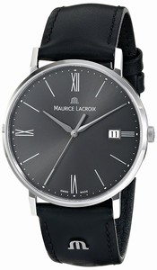 Maurice Lacroix Quartz Analog Date Black Leather Watch # EL1087-SS001-810 (Men Watch)