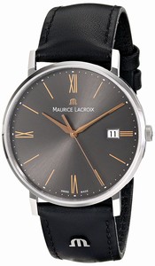 Maurice Lacroix Quartz Analog Date Black Leather Watch # EL1087-SS001-811 (Men Watch)
