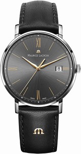 Maurice Lacroix Quartz Date Black Leather Watch # EL1087-SS001-812-1 (Men Watch)