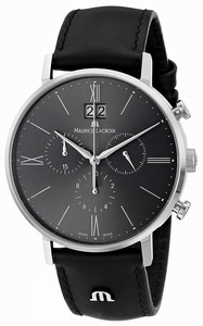 Maurice Lacroix Quartz Chronograph Date Black Leather Watch # EL1088-SS001-810 (Men Watch)