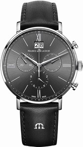 Maurice Lacroix Quartz Chronograph Date Black Leather Watch # EL1088-SS001-811-1 (Men Watch)