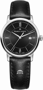 Maurice Lacroix Black Dial Leather Watch #EL1094-SS001-310-1 (Men Watch)