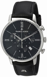 Maurice Lacroix Quartz Chronograph Date Black Leather Watch # EL1098-SS001-310-1 (Men Watch)