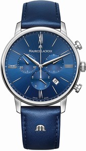 Maurice Lacroix Blue Dial Chronograph Date Blue Leather Watch # EL1098-SS001-410-1 (Men Watch)