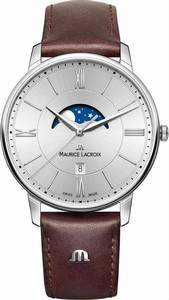 Maurice Lacroix Eliros Moonphase Quartz Date Brown Leather Watch# EL1108-SS001-110-1 (Men Watch)