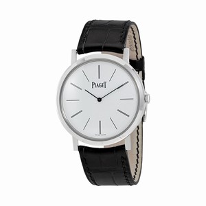 Piaget Mechanical White Dial 18k White Gold Case Black Leather Watch # G0A29112 (Men Watch)