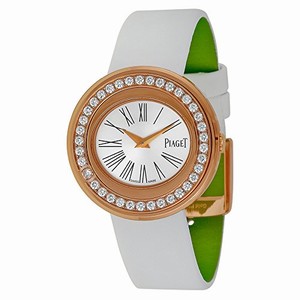 Piaget Quartz Diamond Bezel 18kt Rose Gold white Satin Strao Watch # G0A36188 (Women Watch)