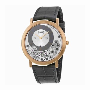 Piaget Silver And Black Skeleton Dial Fixed 18kt Rose Gold Band Watch #G0A39110 (Men Watch)