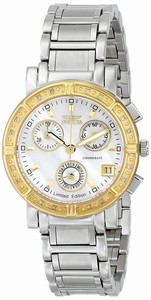 Invicta White Mother Of Pearl Dial 18kt. Gold Plated Stainless Steel Watch #ILE4718ASYB (Women Watch)