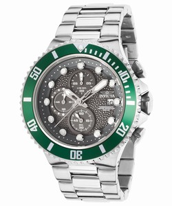 Invicta Gunmetal Dial Uni-directional Rotating Stainless Steel With Gree Band Watch #INVICTA-18908 (Men Watch)