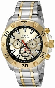Invicta Gold Dial Stainless Steel Band Watch #INVICTA-20012 (Men Watch)