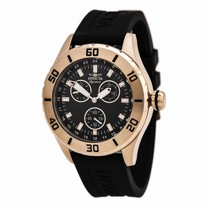 Invicta Quartz Analog Day Date Black Polyurethane Watch # INVICTA-7057 (Men Watch)